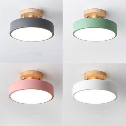 LED Ceiling Light Wooden Flush Mount Fixture