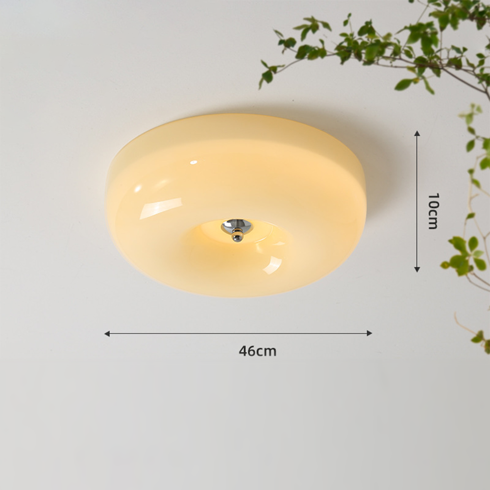 Elegant Cream Round Ceiling Lamp - Stylish Glass Ceiling Light for Modern Home Illumination and Ambient Lighting Solutions