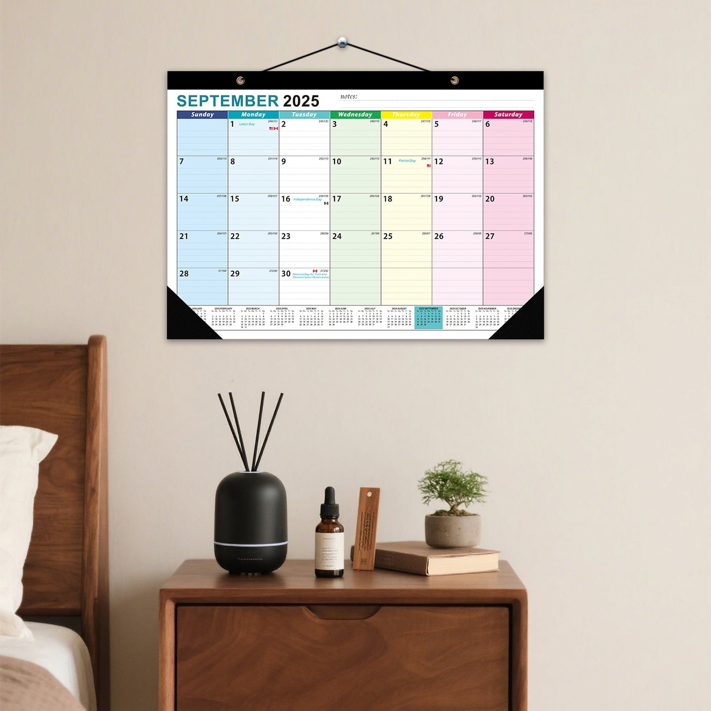 Calendrier mural avec grande vue mensuelle écrivable