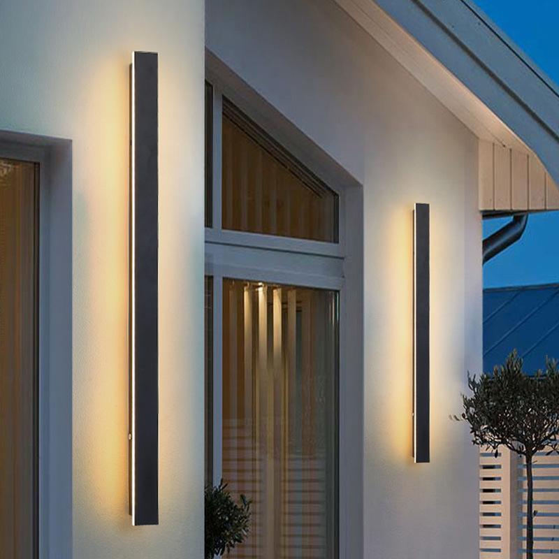 Aplique de pared para exterior moderno LED negro
