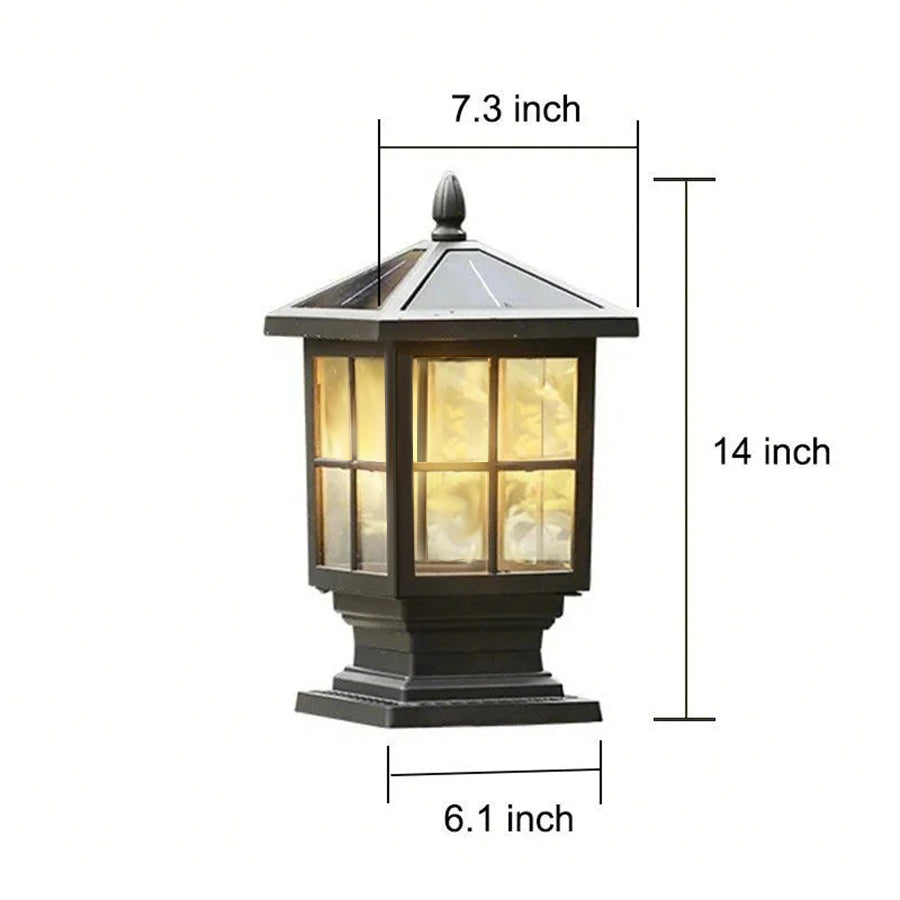 Farola solar de metal negro para jardín al aire libre