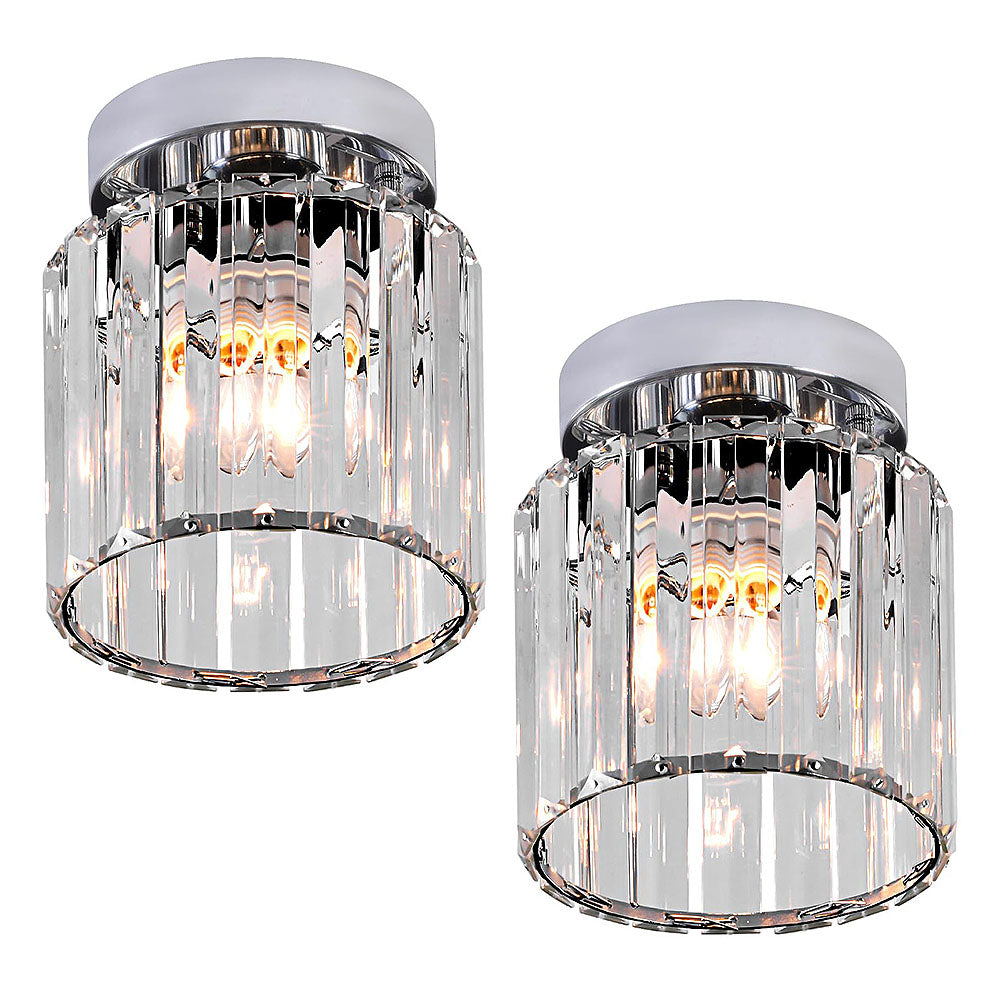 Elegant Crystal Circle Flush Mount Ceiling Light for Hallway - Stunning Illumination and Modern Design for Your Home