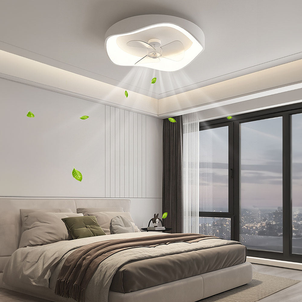 Sleek Modern Minimalist White Iron Ceiling Fan with Integrated Light for Stylish Home Interiors