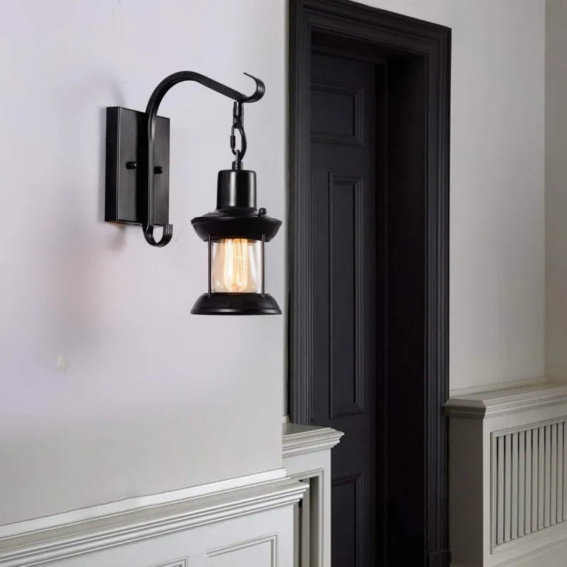 Wall Light with Vintage Glass Shade Design