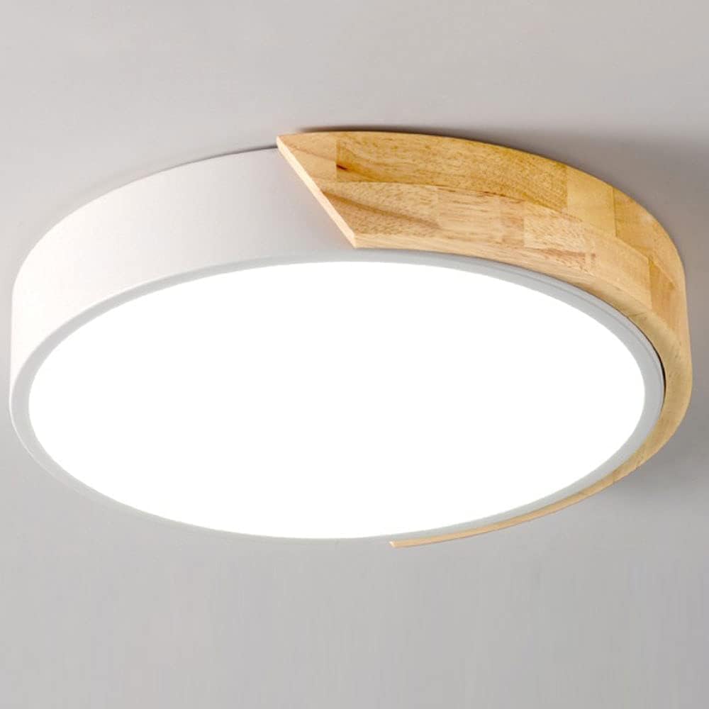 Lámpara de techo LED con marco de acento de madera