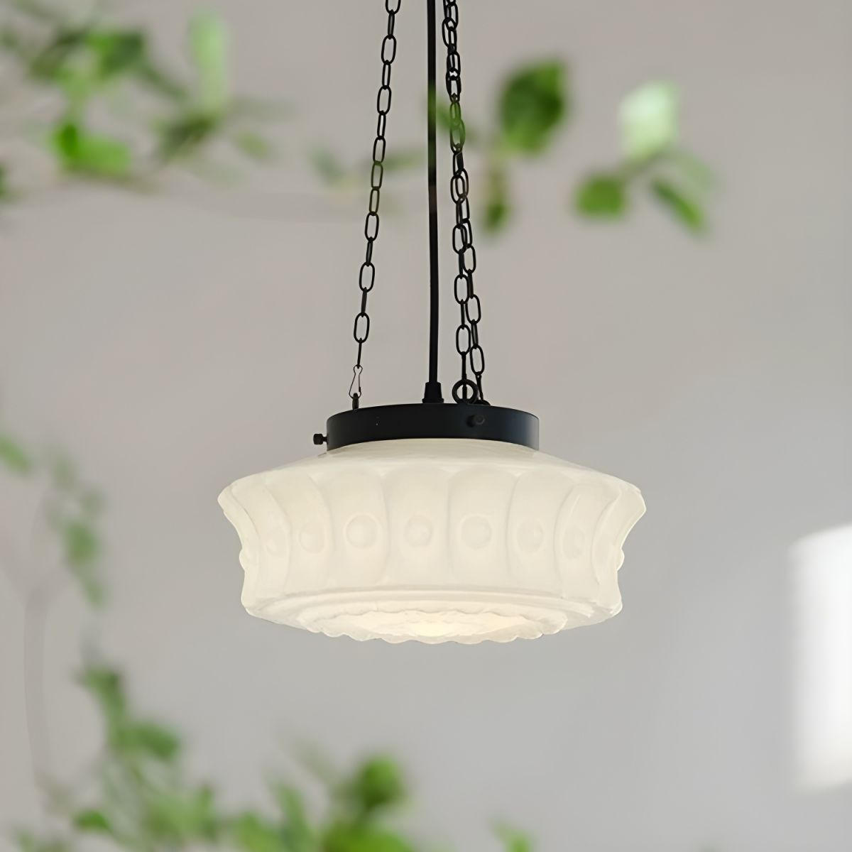 Classic White Vintage Round Pendant Light Fixture for Elegant Home Décor and Ambient Illumination