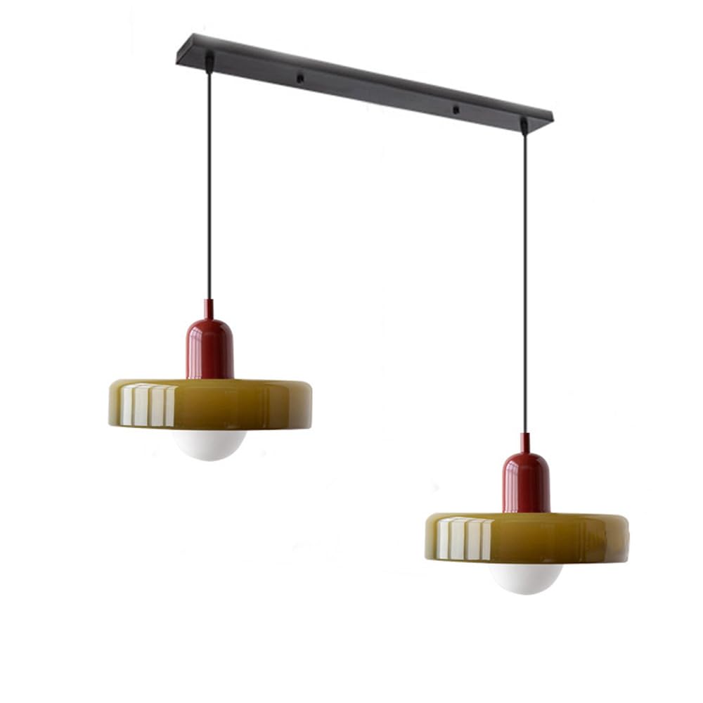 Contemporary Bauhaus Stained Glass Pendant Light with Dual Heads for Stylish Home Illumination