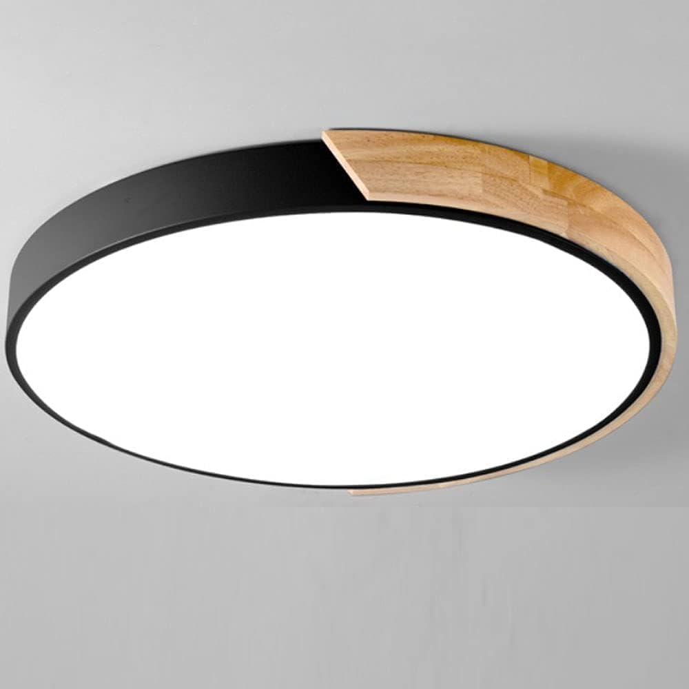 Lámpara de techo LED con marco de acento de madera
