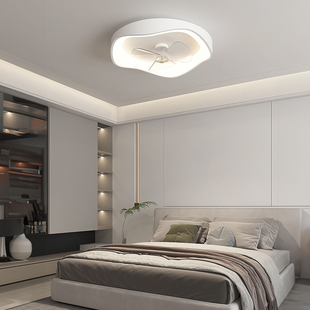 Sleek Modern Minimalist White Iron Ceiling Fan with Integrated Light for Stylish Home Interiors