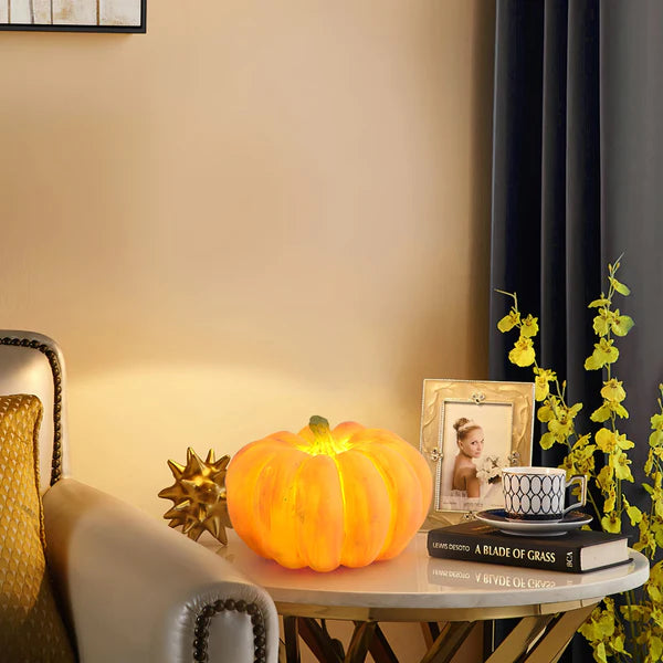 Portable Pumpkin Table Light in Resin – Perfect for Autumn Decor, Halloween Ambience, and Festive Home Lighting