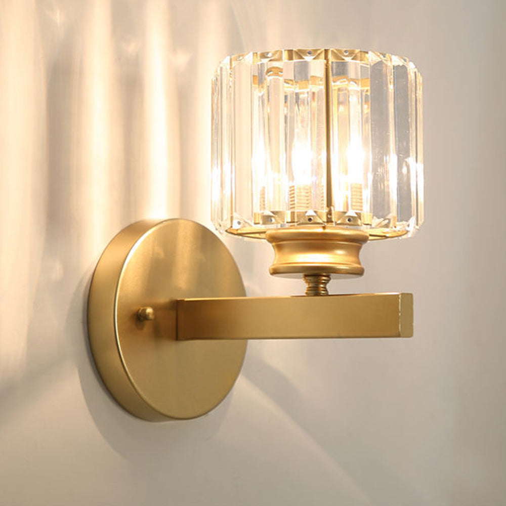 Crystal Glass Wall Light With Modern Arm Design
