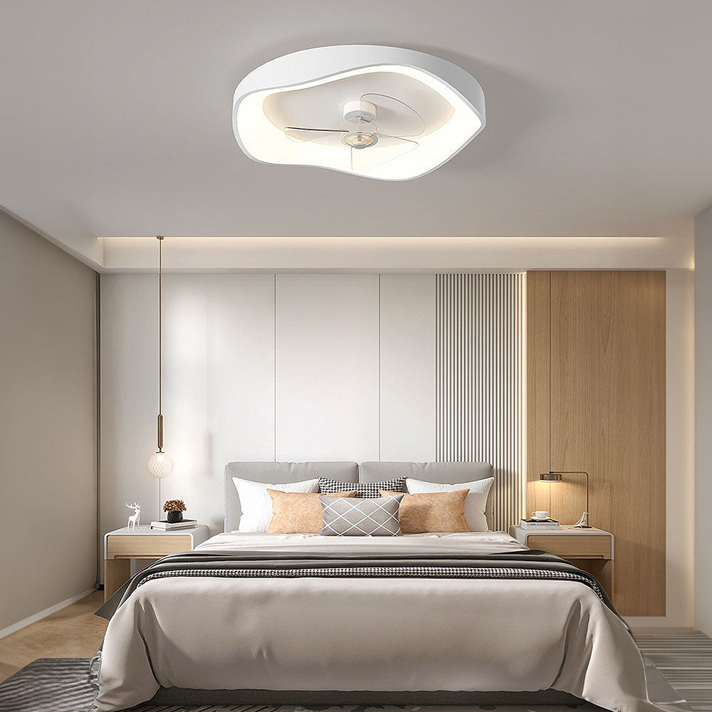 Sleek Modern Minimalist White Iron Ceiling Fan with Integrated Light for Stylish Home Interiors