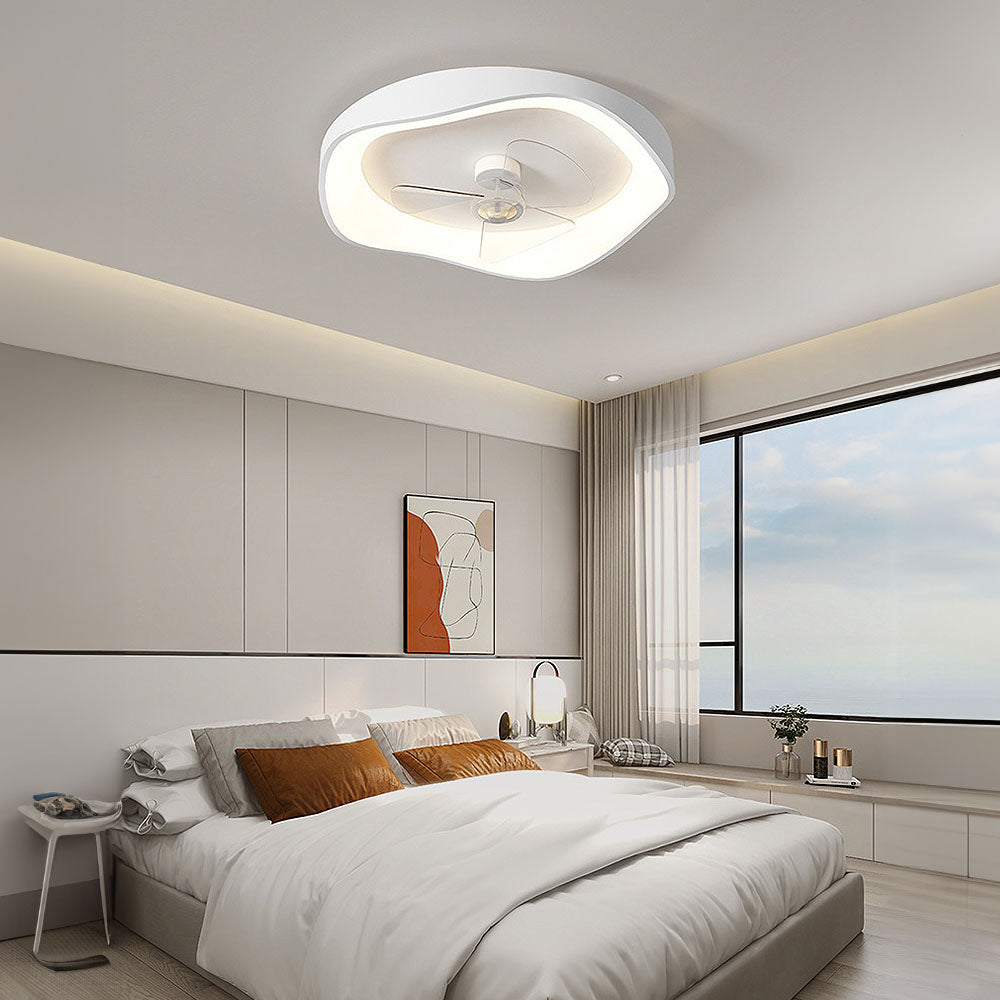 Sleek Modern Minimalist White Iron Ceiling Fan with Integrated Light for Stylish Home Interiors