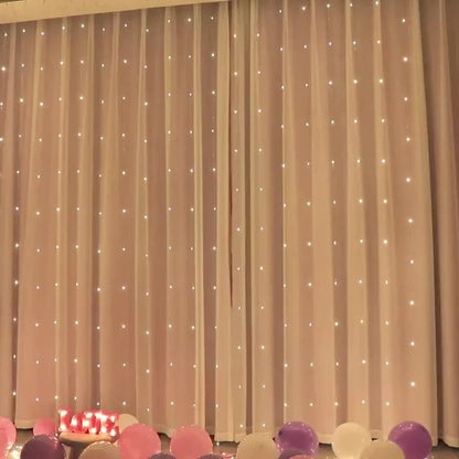 Guirlande lumineuse rideau blanc chaud LED USB Set