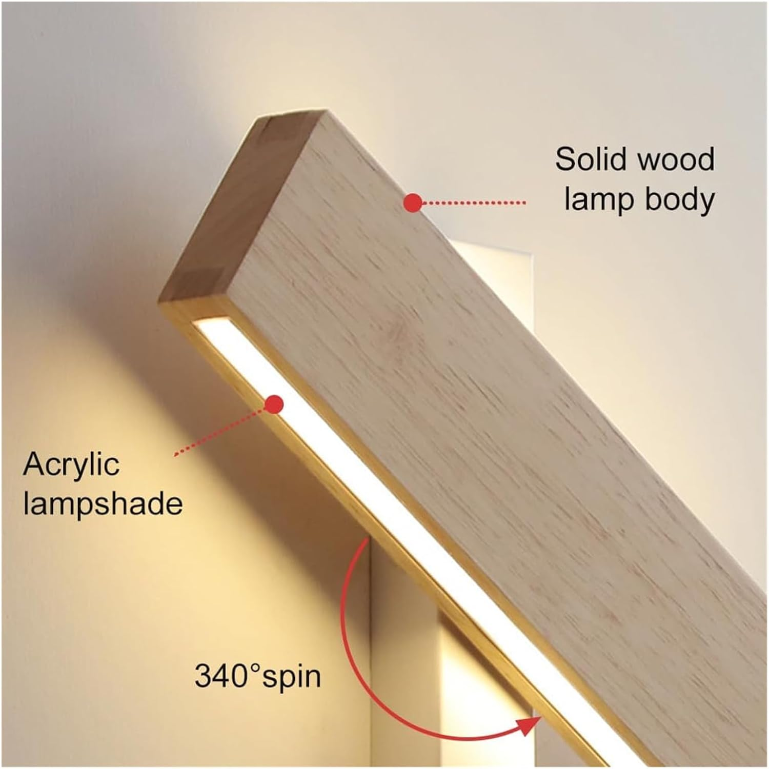Wandleuchte mit drehbarem Holz-LED-Design
