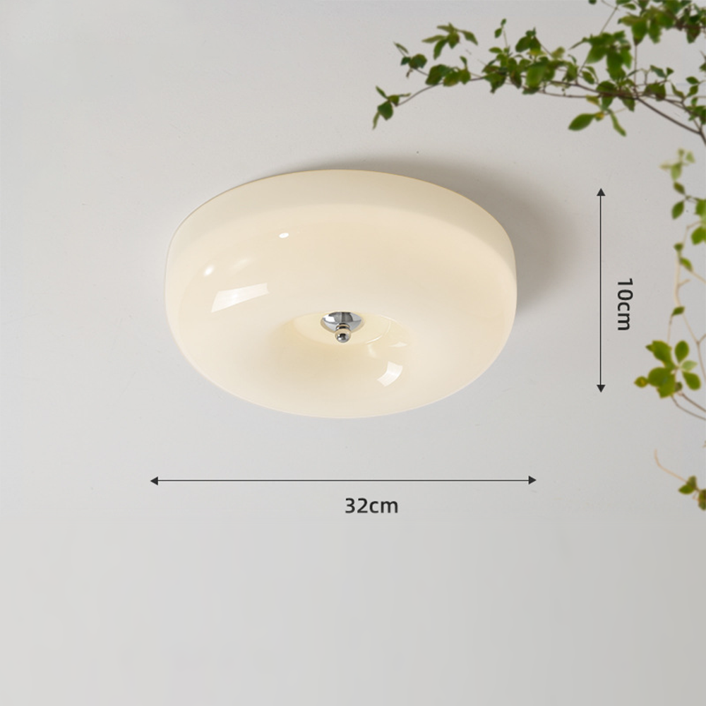 Elegant Cream Round Ceiling Lamp - Stylish Glass Ceiling Light for Modern Home Illumination and Ambient Lighting Solutions