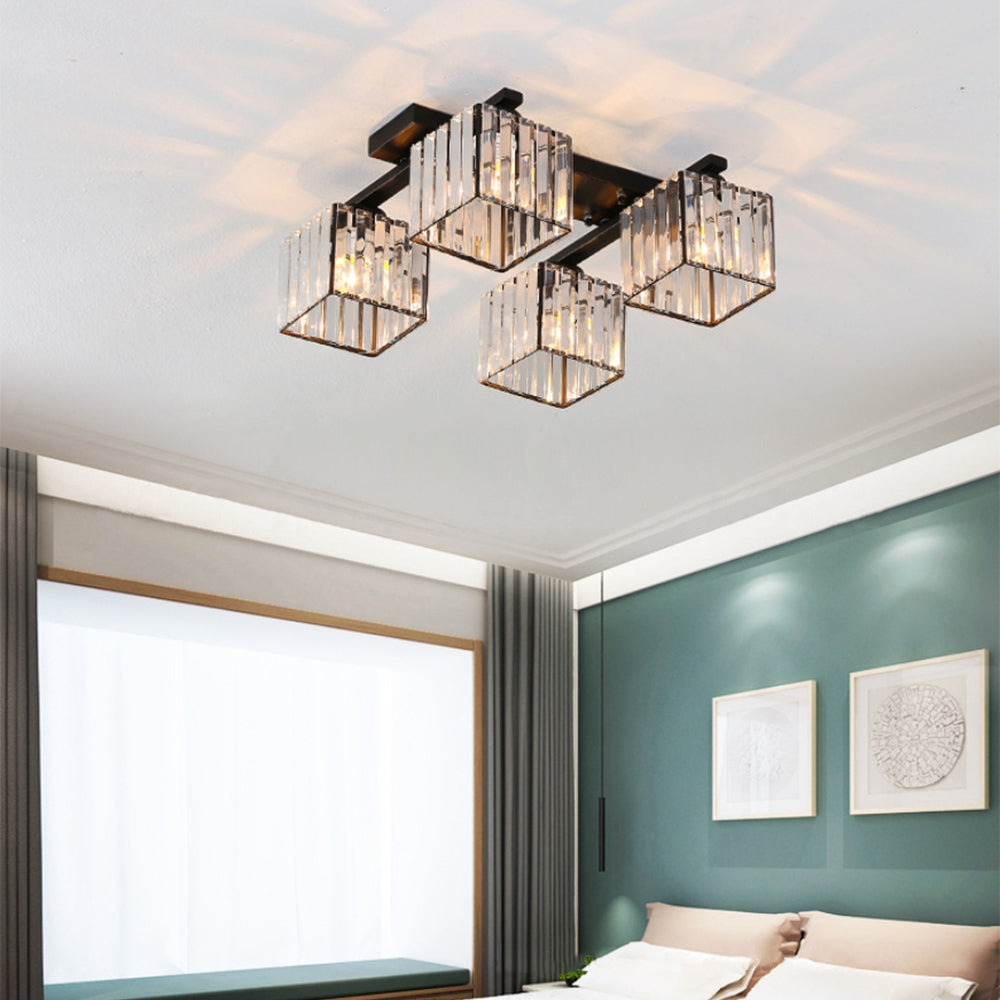 Elegant Gold Ceiling Light with Luxury Crystal Design for a Stunning Bedroom Ambiance