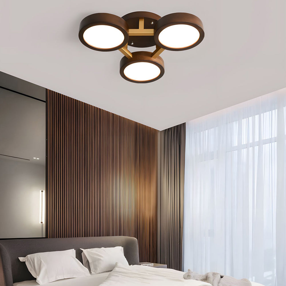 Contemporary Iron Wood LED Ceiling Light for Stylish Bedroom Illumination and Modern Home Decor