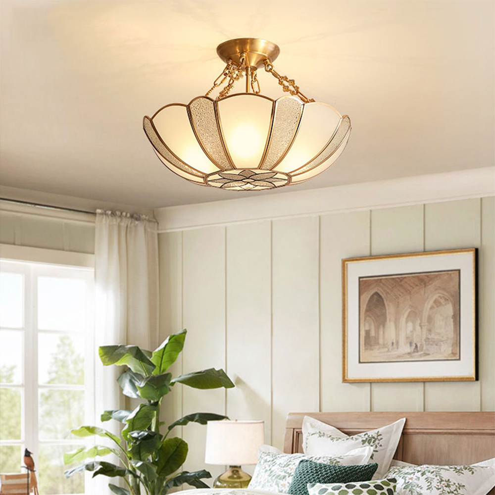 Elegant Traditional Semi Flush Glass Ceiling Light Fixture for Timeless Home Illumination and Style