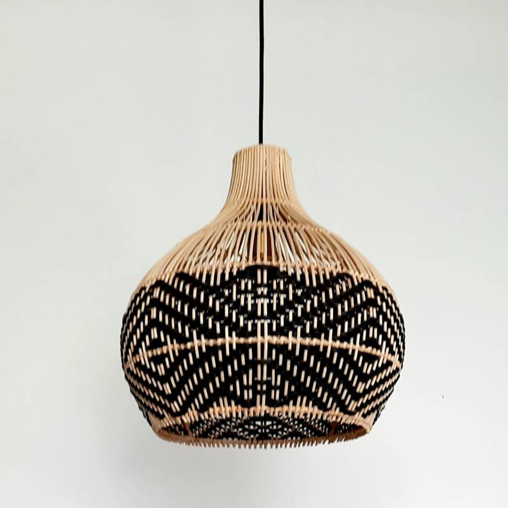 Vintage Rattan Handwoven Pendant Light Fixture - Stylish Boho Ceiling Lamp for Home Décor and Ambient Lighting