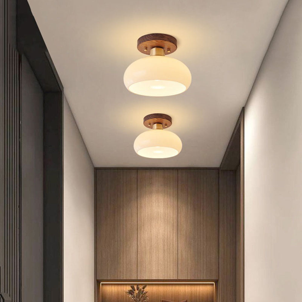 Elegant Round Glass Ceiling Light Fixture for Hallways - Stylish Illumination for Your Home's Entrance and Corridors