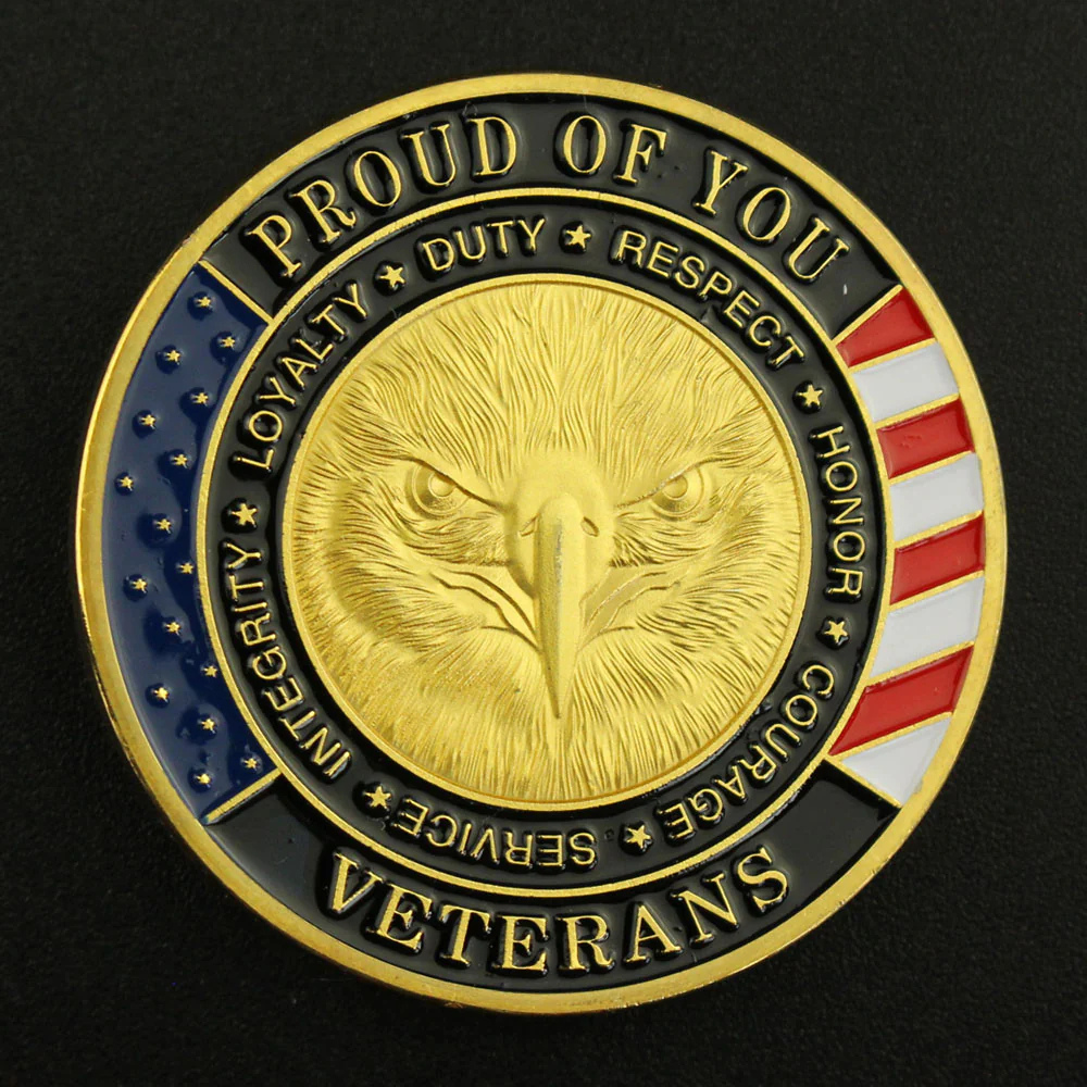 Veterans Day Coin Set Gold Silver Plated Military Challenge Coins Gift