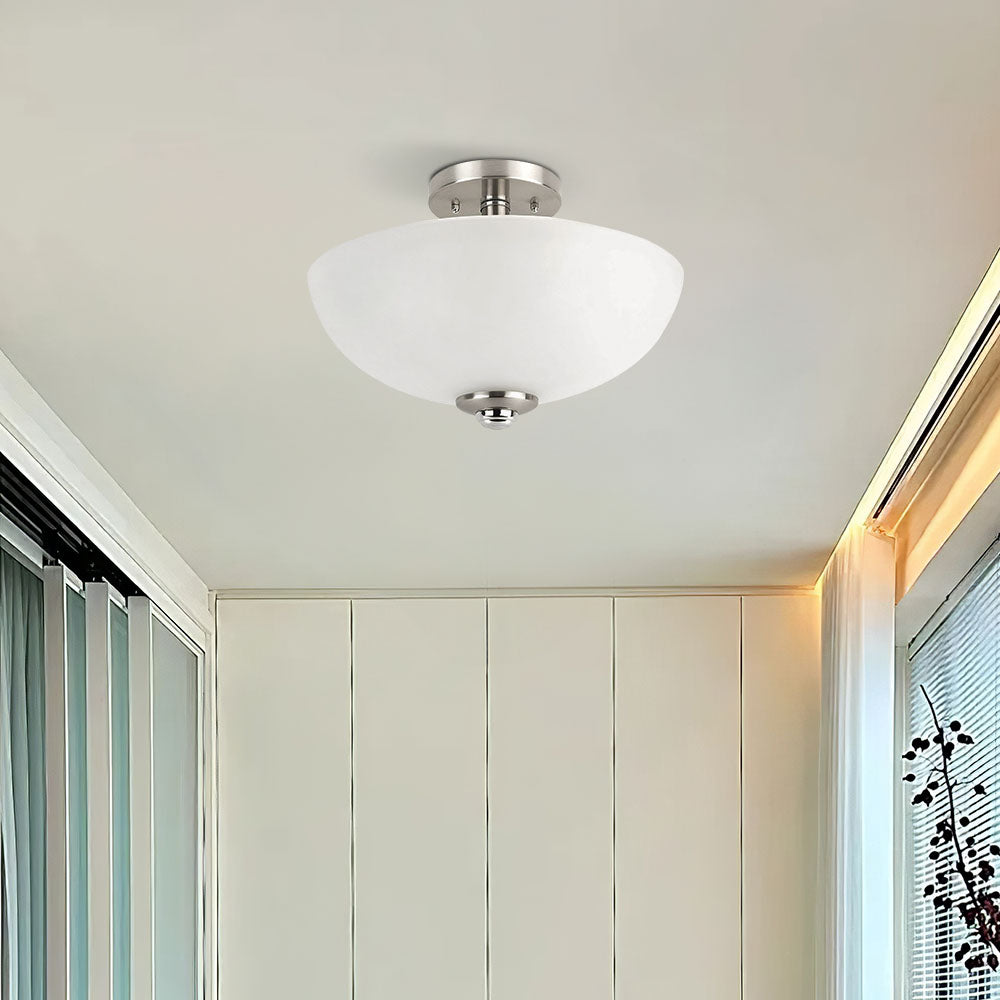 Nordic-Inspired Frosted Glass Semi-Flush Mount Ceiling Lights for Elegant Hallways and Stylish Interiors