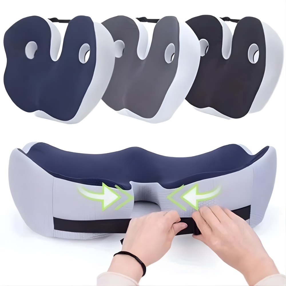 Seat Cushion Memory Foam Orthopedic Pressure Relief Adjustable