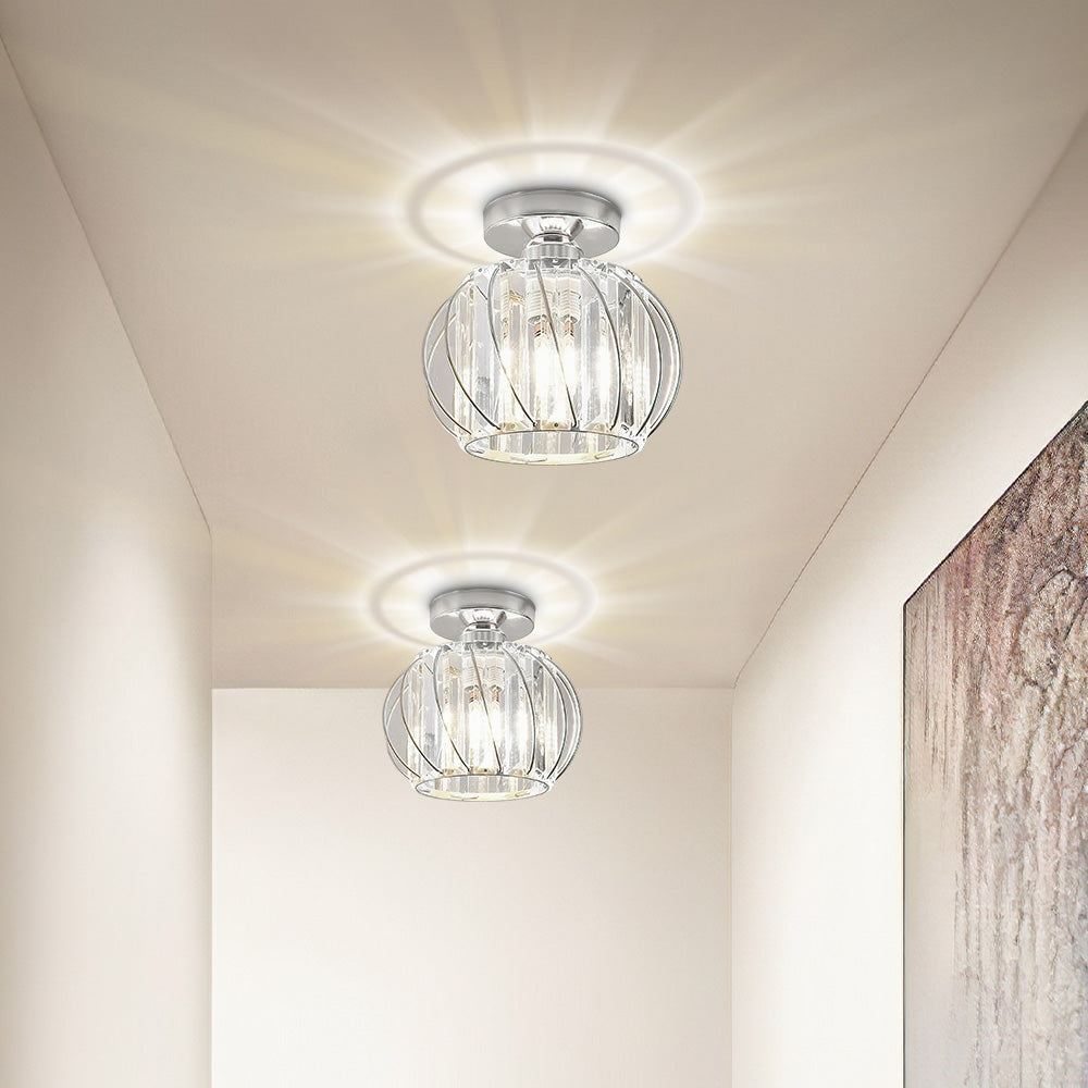 Set of 2 Elegant Glass Ceiling Lights for Hallway - Stylish Luxury Illumination for Home Décor