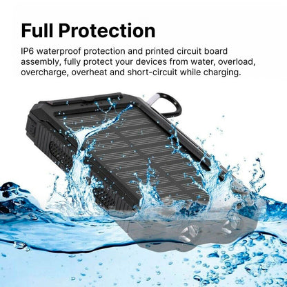 Solar Power Bank Waterproof USB Charger Torch