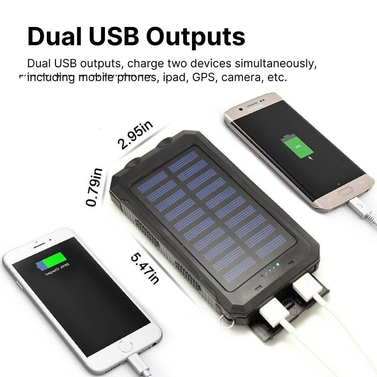 Solar Power Bank Waterproof USB Charger Torch