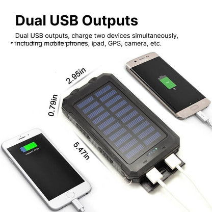 Solar Power Bank Waterproof USB Charger Torch