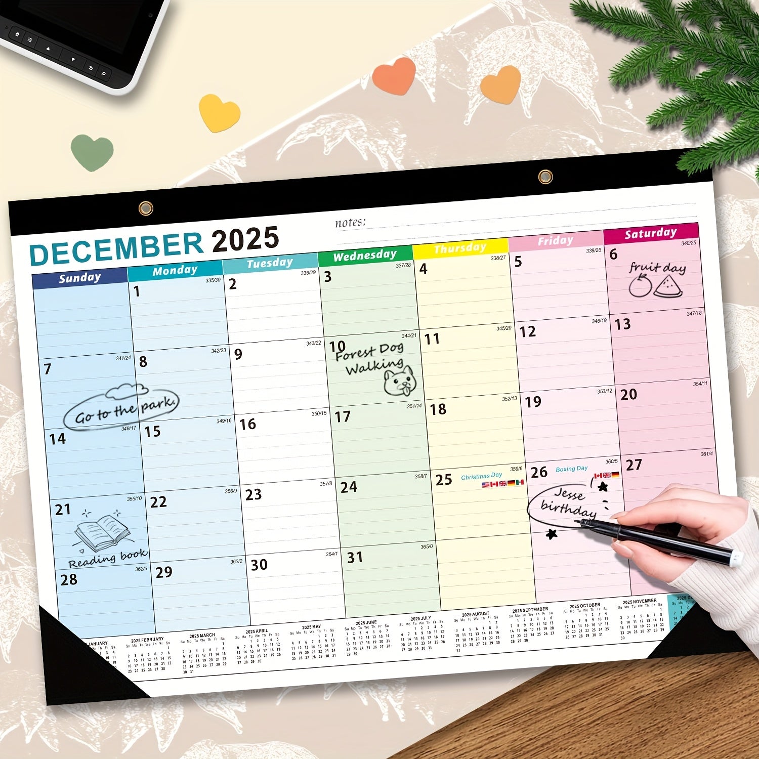 Wandkalender mit großer beschreibbarer Monatsansicht