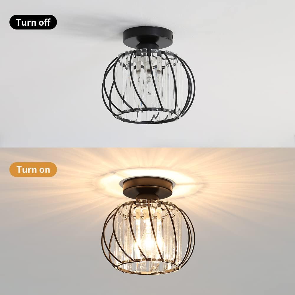 Set of 2 Elegant Glass Ceiling Lights for Hallway - Stylish Luxury Illumination for Home Décor