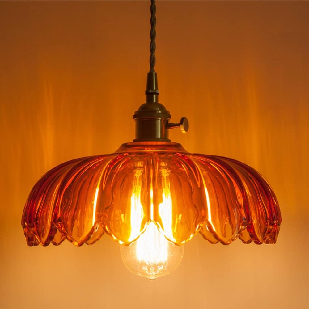 Glass Pendant Light Vintage Flower Ceiling Shade