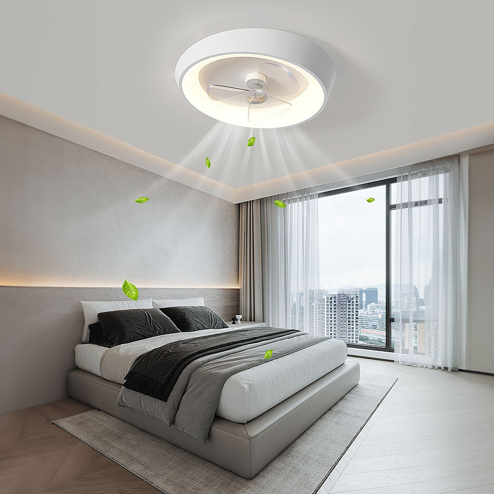 Sleek Modern Minimalist White Iron Ceiling Fan with Integrated Light for Stylish Home Interiors