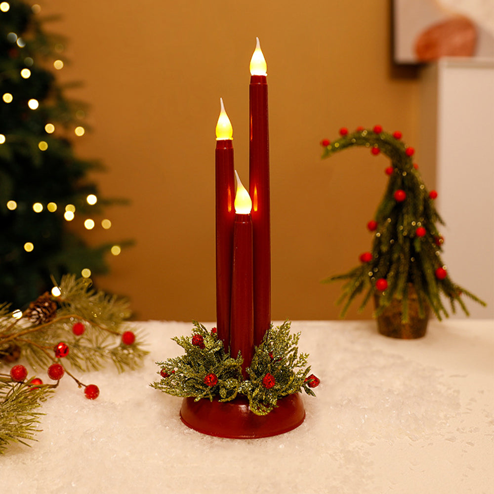 Warm Plastic LED Christmas Candlestick Lights for Festive Home Decoration and Ambience