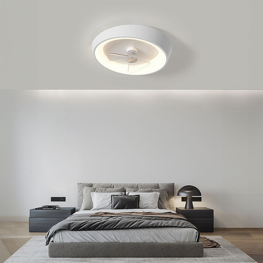 Sleek Modern Minimalist White Iron Ceiling Fan with Integrated Light for Stylish Home Interiors