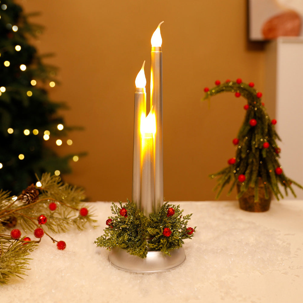 Warm Plastic LED Christmas Candlestick Lights for Festive Home Decoration and Ambience