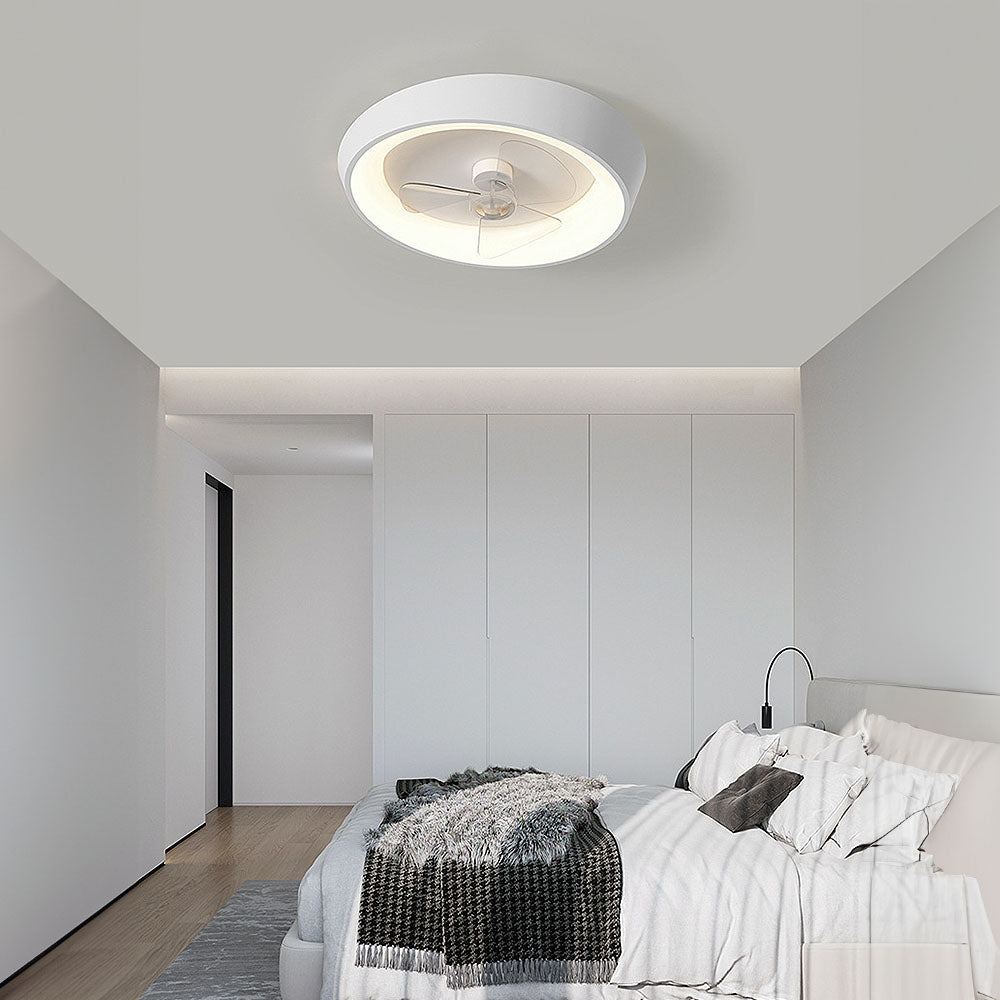 Sleek Modern Minimalist White Iron Ceiling Fan with Integrated Light for Stylish Home Interiors