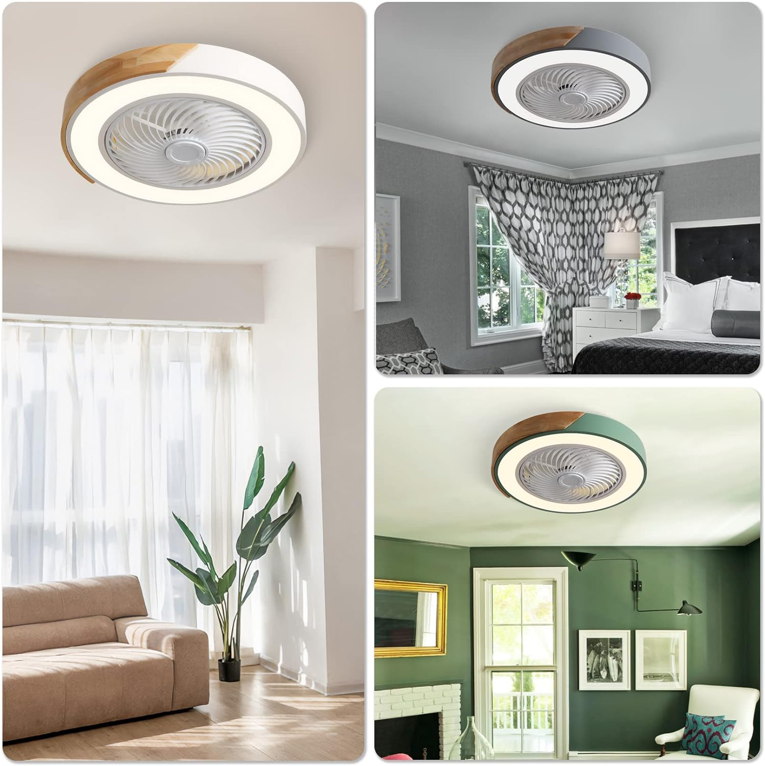 Modern Round Wooden Ceiling Fan with Energy-Efficient LED Lights for Stylish Home Illumination and Air Circulation