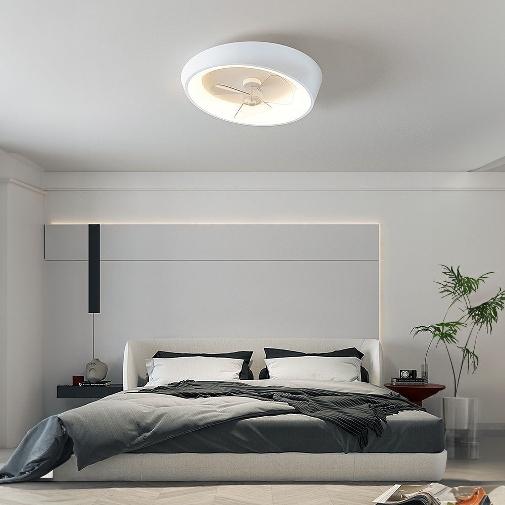 Sleek Modern Minimalist White Iron Ceiling Fan with Integrated Light for Stylish Home Interiors