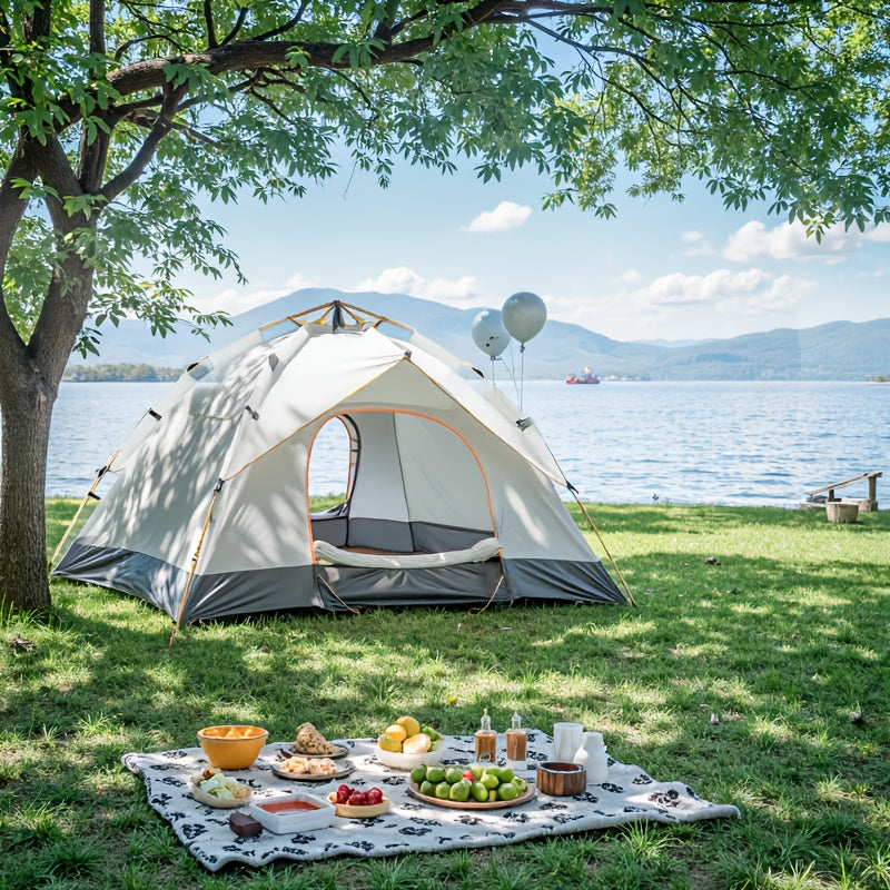 Tente de camping pop-up avec double porte zippée