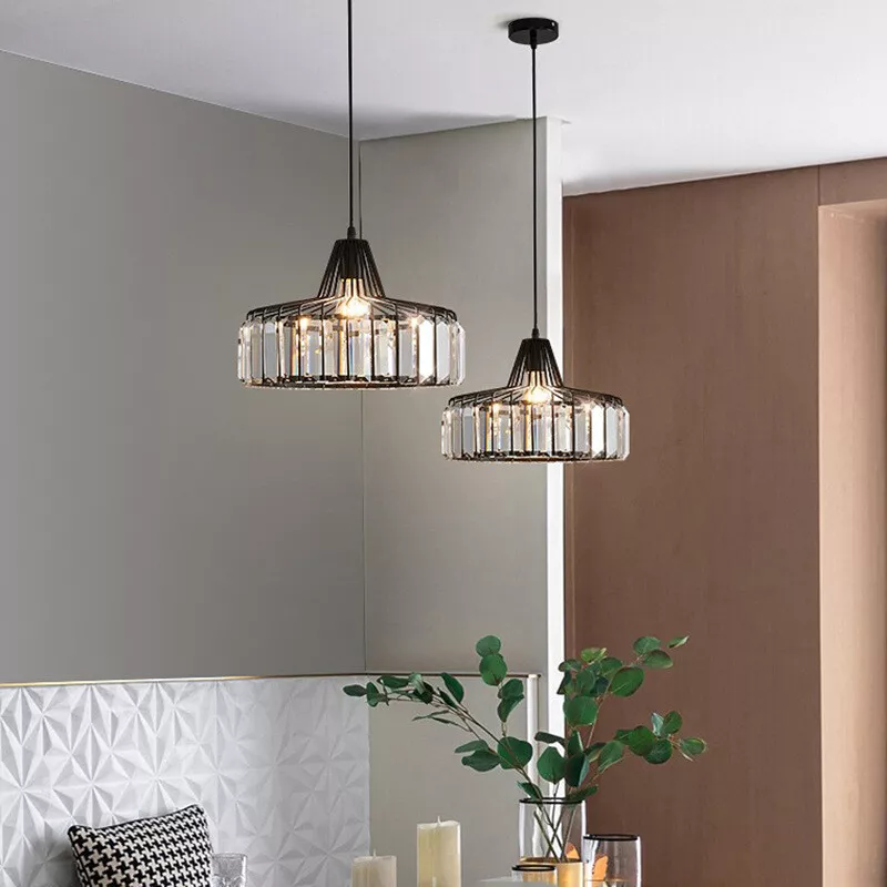 Elegant Modern Black Crystal Pendant Light Fixture for Stylish Home Décor and Ambient Illumination in Any Room