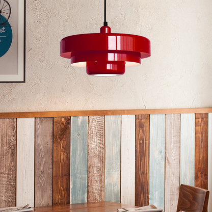 Lampa wisząca w stylu mid-century pomarańczowa metalowa oprawa