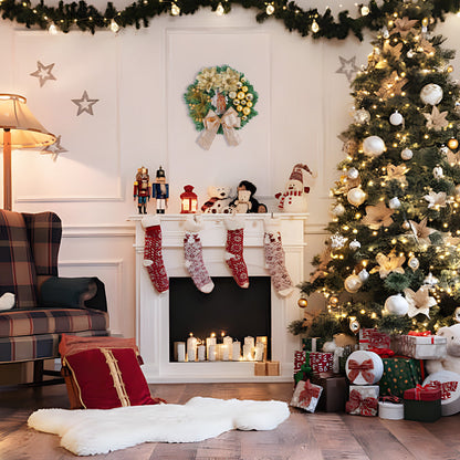 Couronne de Noël avec crèche et lumières LED