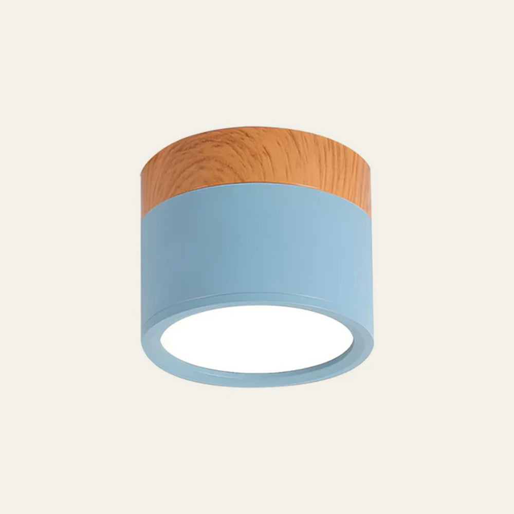 Ceiling Light with Pink Flush Wood Finish