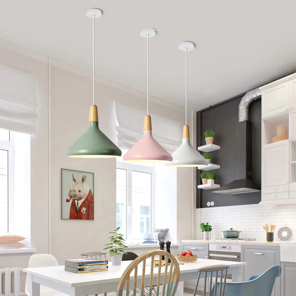 Nordic Macaron Inspired Wooden Pendant Light – Stylish and Creative Lighting Solution for Modern Interiors