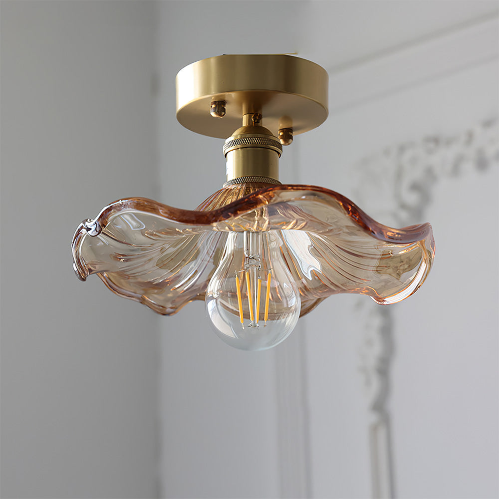 Vintage Floral Glass Ceiling Light Fixture for Kitchen - Elegant Home Lighting with Beautiful Flower Design