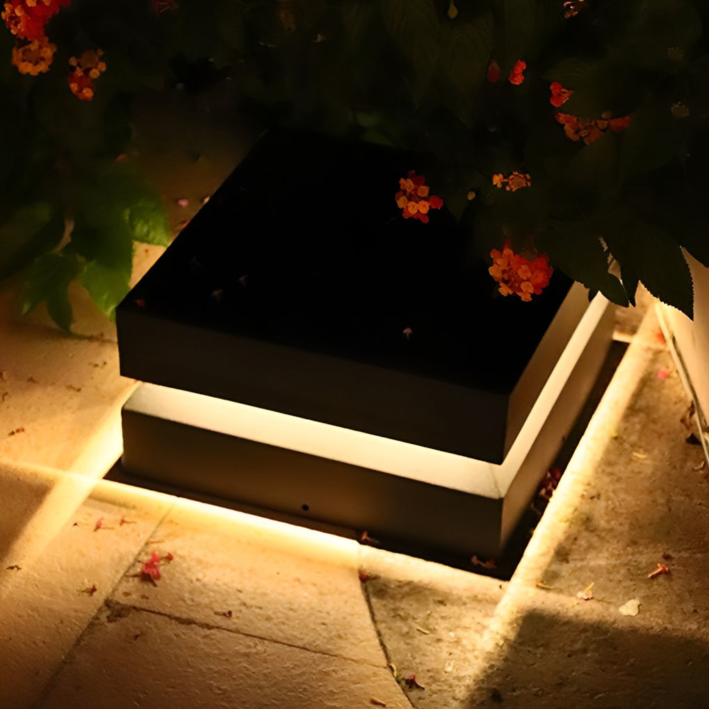 Farola LED solar para exteriores negra moderna
